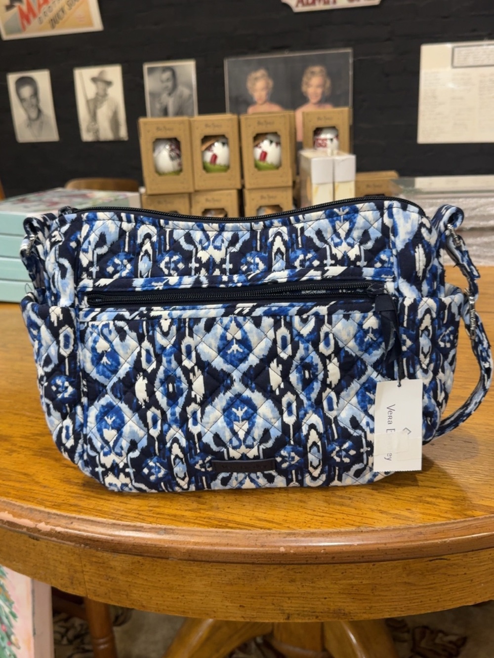 Vera Bradley Navy and White Quilted Crossbody Bag